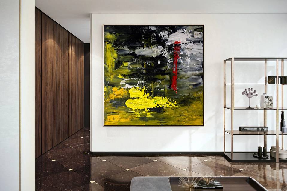 Red Yellow Black Office Abstract Canvas Wall Art K65VW wall art